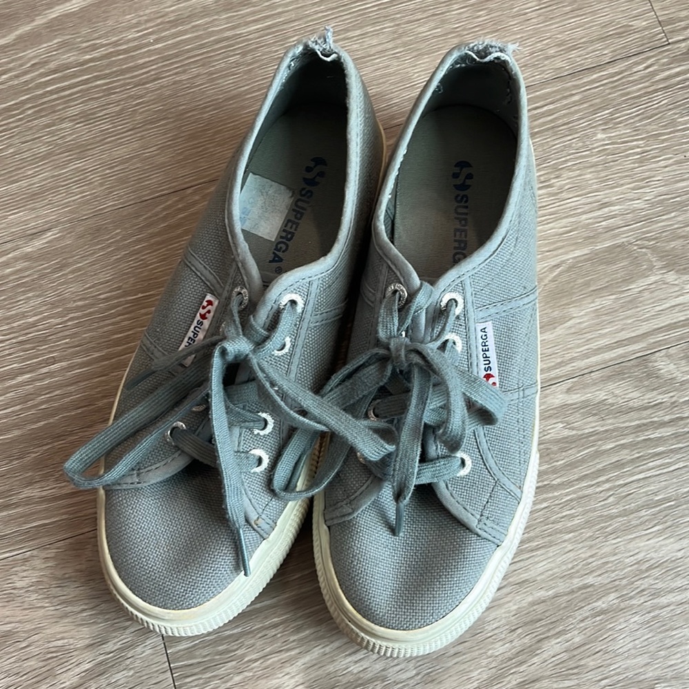 Gray Superga Platform Shoes